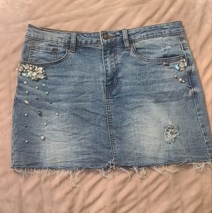 Denim Skirt with Jewels
